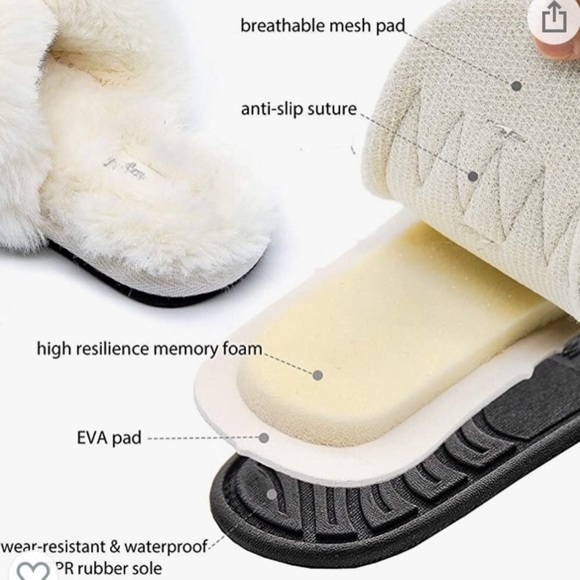 Familyport cross band fluffy house slippers - Picture 4 of 6